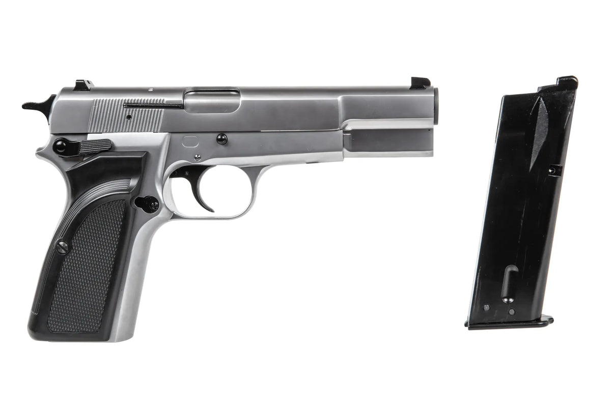WE Browning Hi Power MK III airsoft pistol - Silver