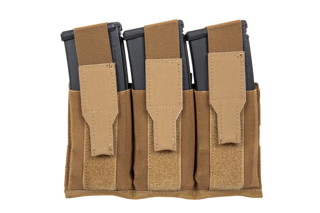 Triple magazine pouch with flap Wosport Coyote Brown