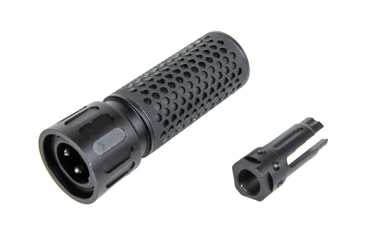 Set replica sound suppressor HY-202 type QD along with the replica flash suppressor M139 QDC Cyma Black