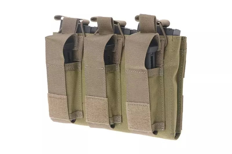 Triple Open Top Pouch for M4/M16 + Pistol Magazines - khaki