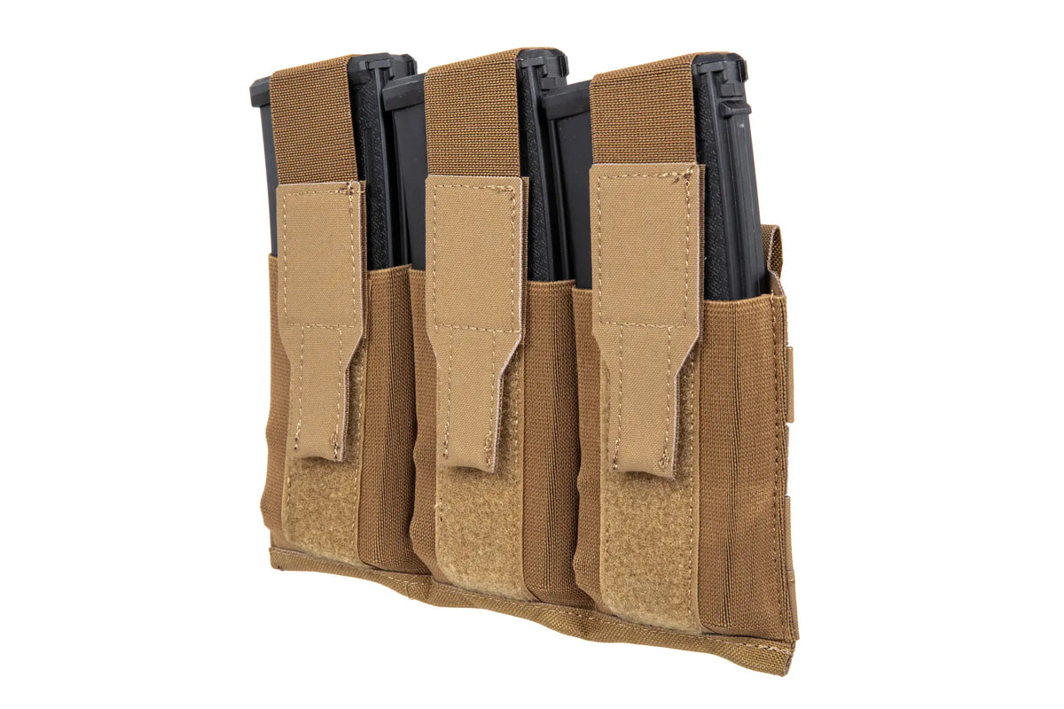 Triple magazine pouch with flap Wosport Coyote Brown