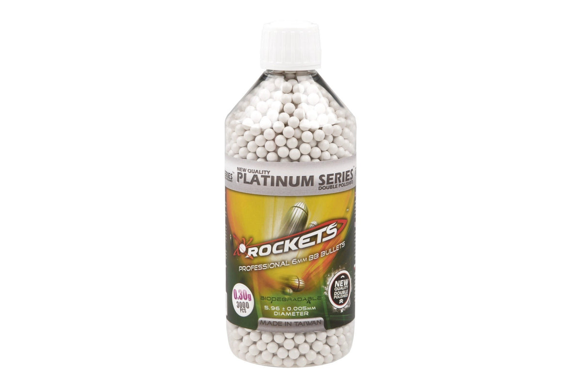 Rockets Platinum Series BIO 0.30g BBs - 3000 Pcs Bottle - White