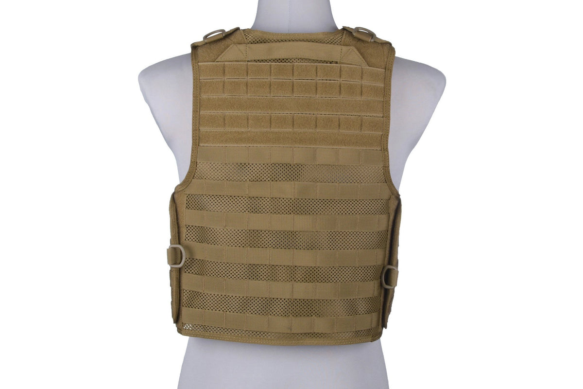Light mesh plate carrier type tactical vest - tan