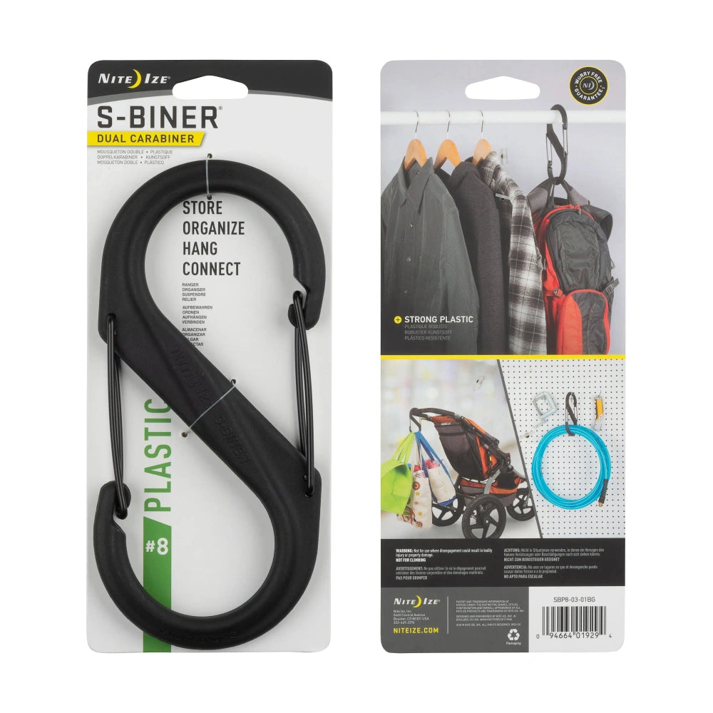 Nite Ize - S-Biner® Plastic Dual Carabiner #8 - Black - SBP8-03-01BG