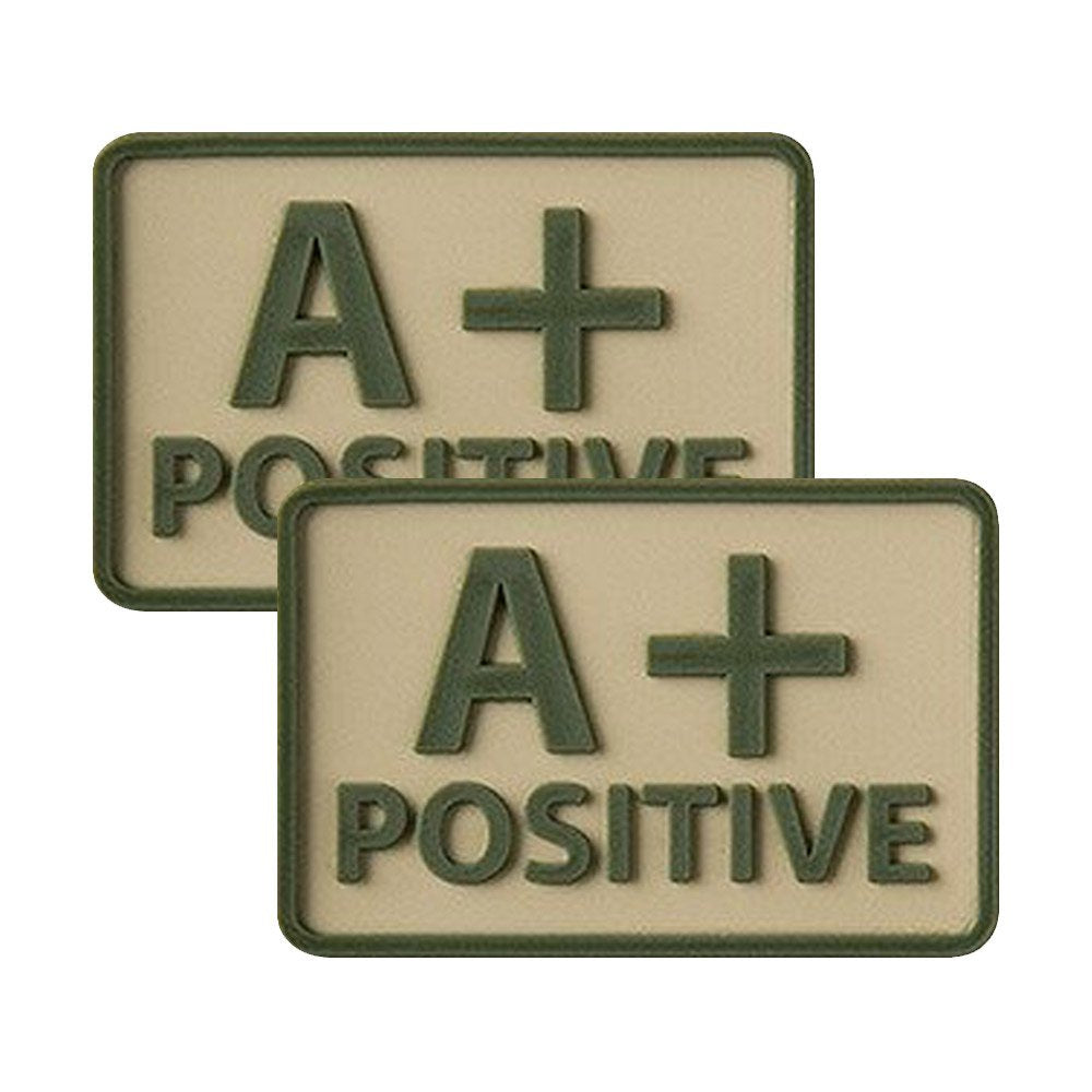Helikon - PVC Patch - Blood Type - A+ POS - Khaki - 2 pcs