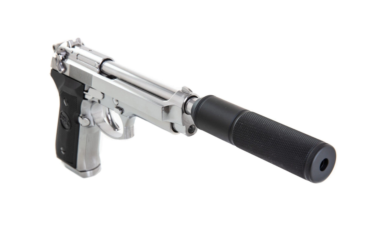 SR92 pistol replica with silencer - silver