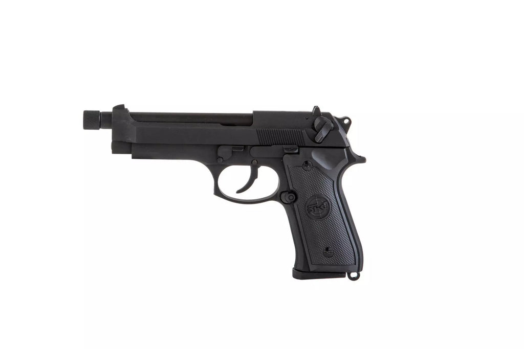 SR92 pistol replica with silencer - black