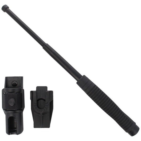ESP - Hardened Telescopic Baton with Holster - 16" - Ergonomic Grip - Black - ExB-16HE BLK BH-54