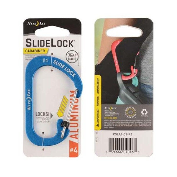 Nite Ize - SlideLock® Aluminum Carabiner #4 - Blue - CSLA4-03-R6
