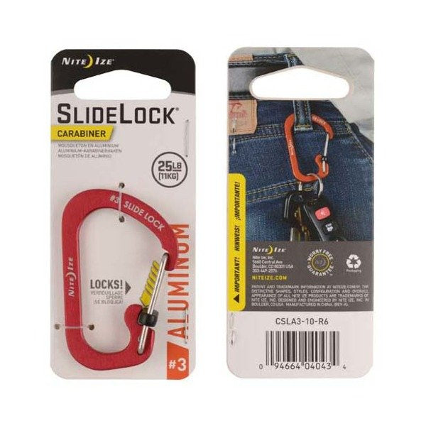 Nite Ize - Carabiner SlideLock® Aluminum #3 - Red -CSLA3-10-R6