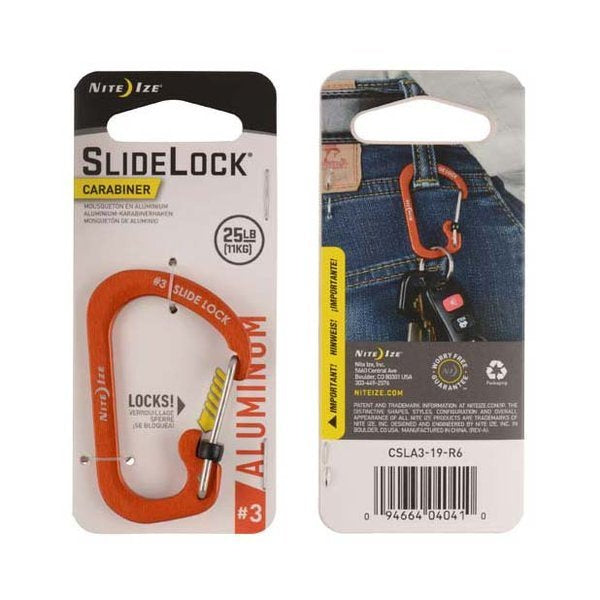 Nite Ize - Carabiner SlideLock® Aluminum #3 - Orange - CSLA3-19-R6