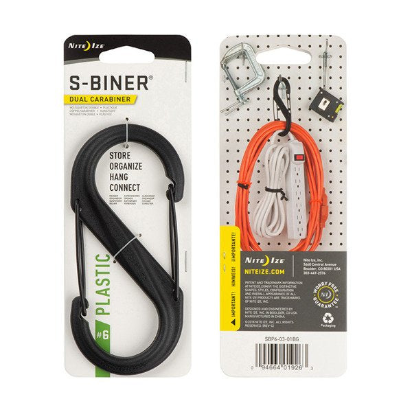 Nite Ize - Carabiner S-Biner® Plastic Dual #6 - Black - SBP6-03-01BG