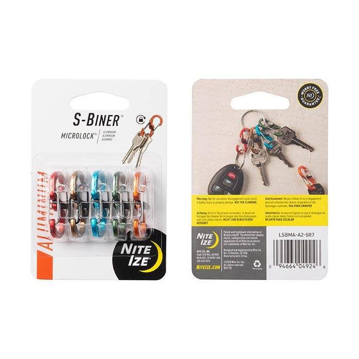 Nite Ize - Set Carabiner S-Biner MicroLock Aluminum - 5 Pieces - Assorted - LSBMA-A2-5R7