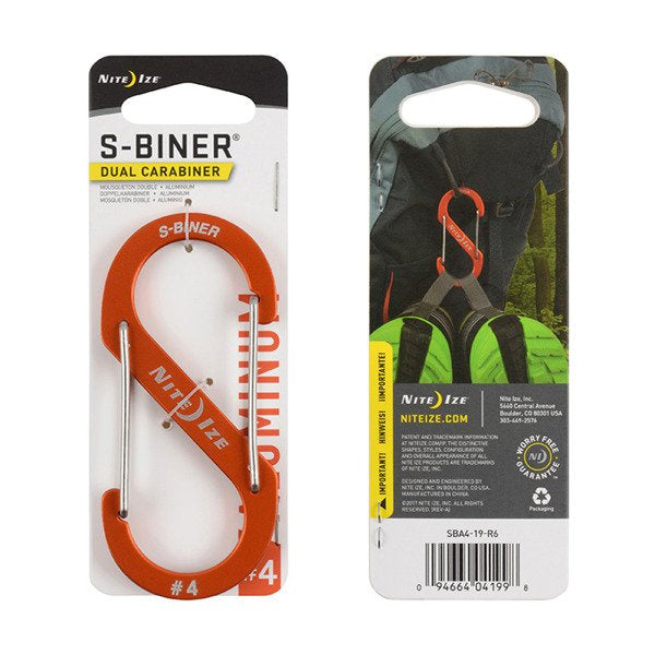 Nite Ize - S-Biner® Aluminum Dual Carabiner #4 - Orange - SBA4-19-R6