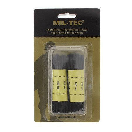 Mil-Tec - Cotton shoelaces - 140 cm - Black - 12910002