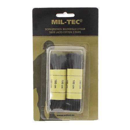 Mil-Tec - Cotton Shoelaces - 180 cm - Black - 12911002