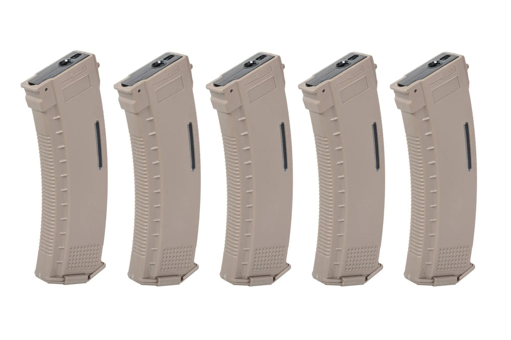 Zestaw 5 magazynków Mid-Cap 130/30 kulek Arcturus EMM AK MOD1 Variable-Cap Windowed do replik AK Flat Dark Earth