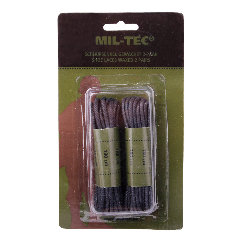 Mil-Tec - Cotton Shoelaces - Waxed - 180 cm - Black - 12914002