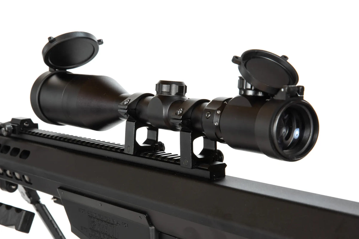 Rifle replica Barret® M82A1 CQB with scope and bipod - black