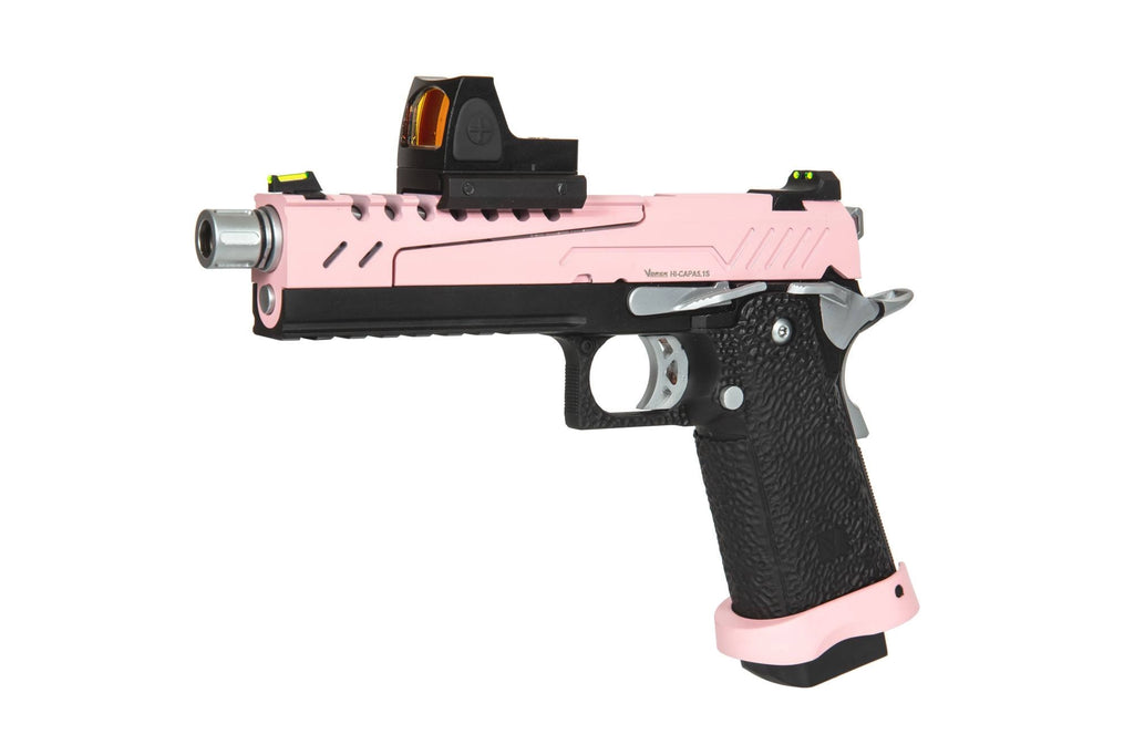 Hi-Capa 5.1 Split Side Pistol Replica - Pink / Black / Chrome (with BDS Sight)