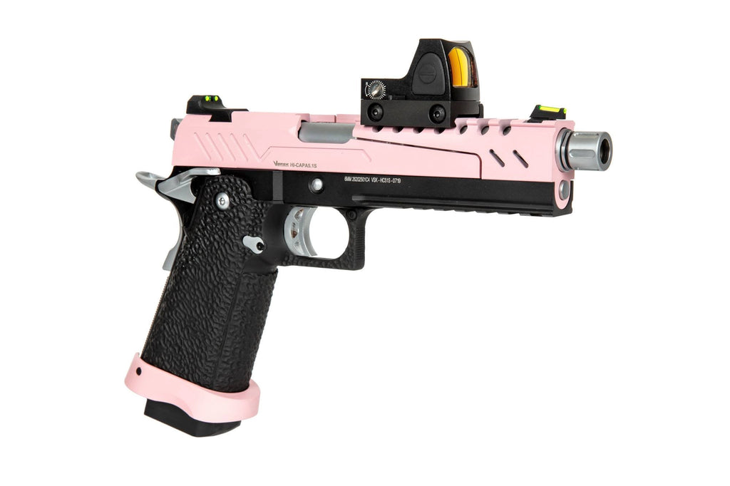 Hi-Capa 5.1 Split Side Pistol Replica - Pink / Black / Chrome (with BDS Sight)