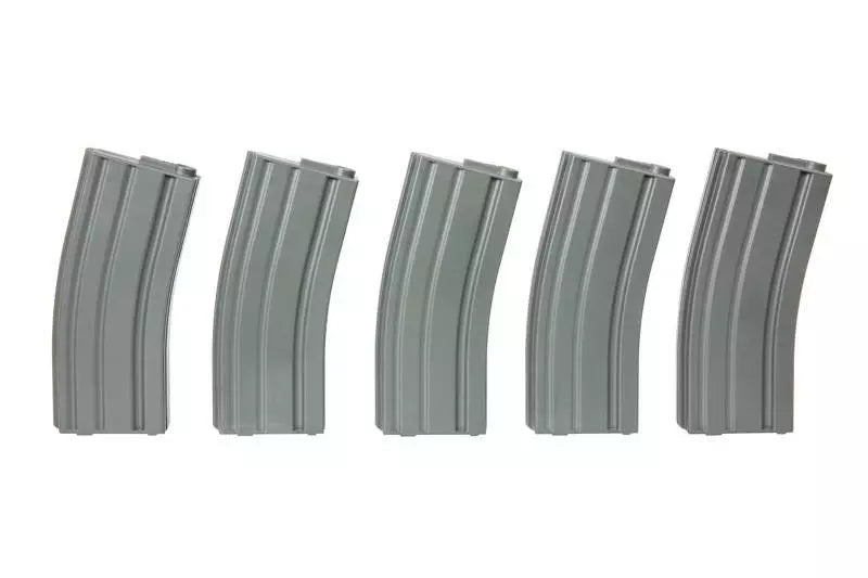 Set of 5 mid-cap magazines for 140 BBs for M4/M16 replicas - grey