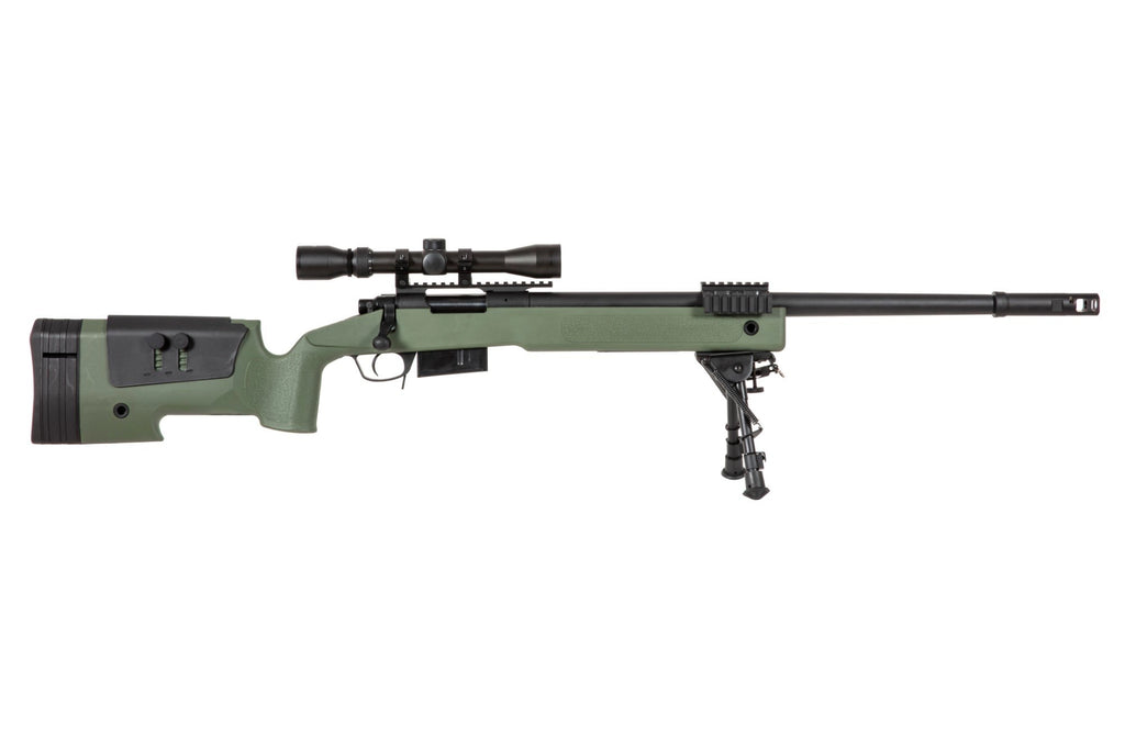 SA-S03 CORE™ sniper rifle replica with scope and bipod - olive green