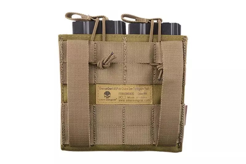 Open Top double magazine carrier for M4/M16 + pistol magazines - khaki