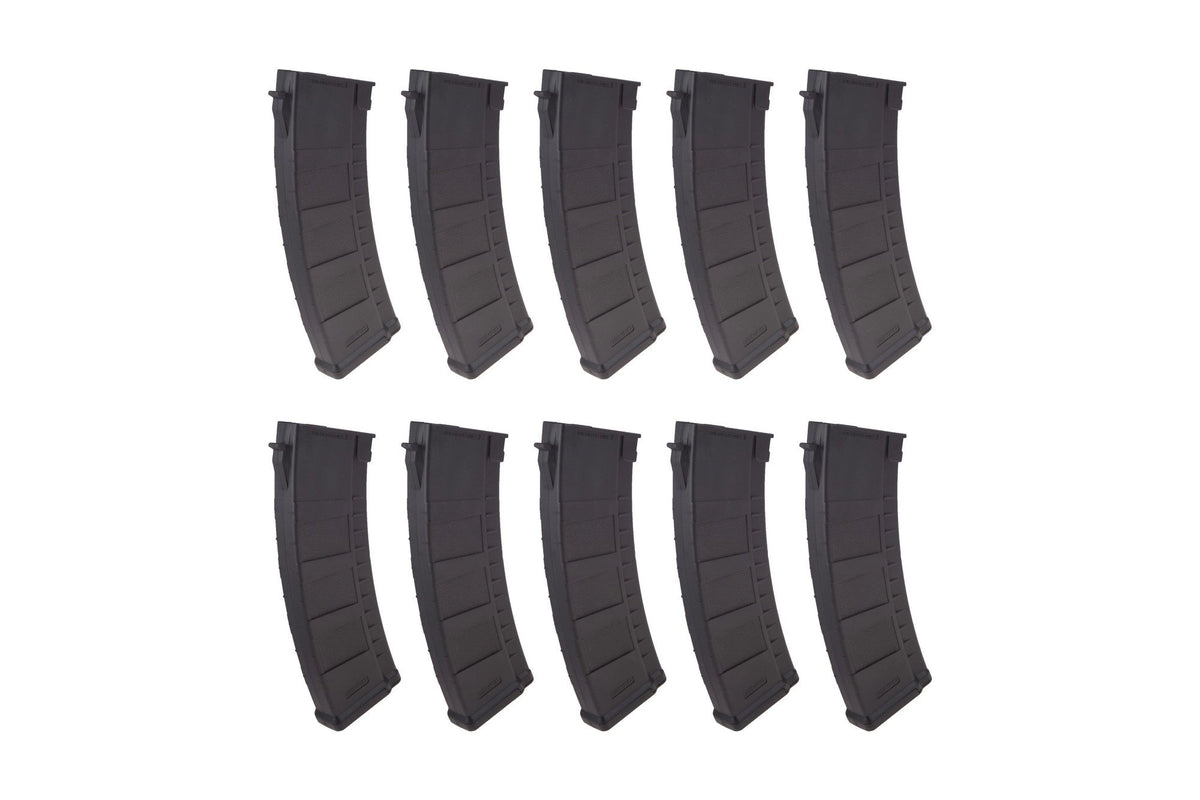 Set of 10 Mid-Cap 155 BB Magazines for AK Replicas - Black