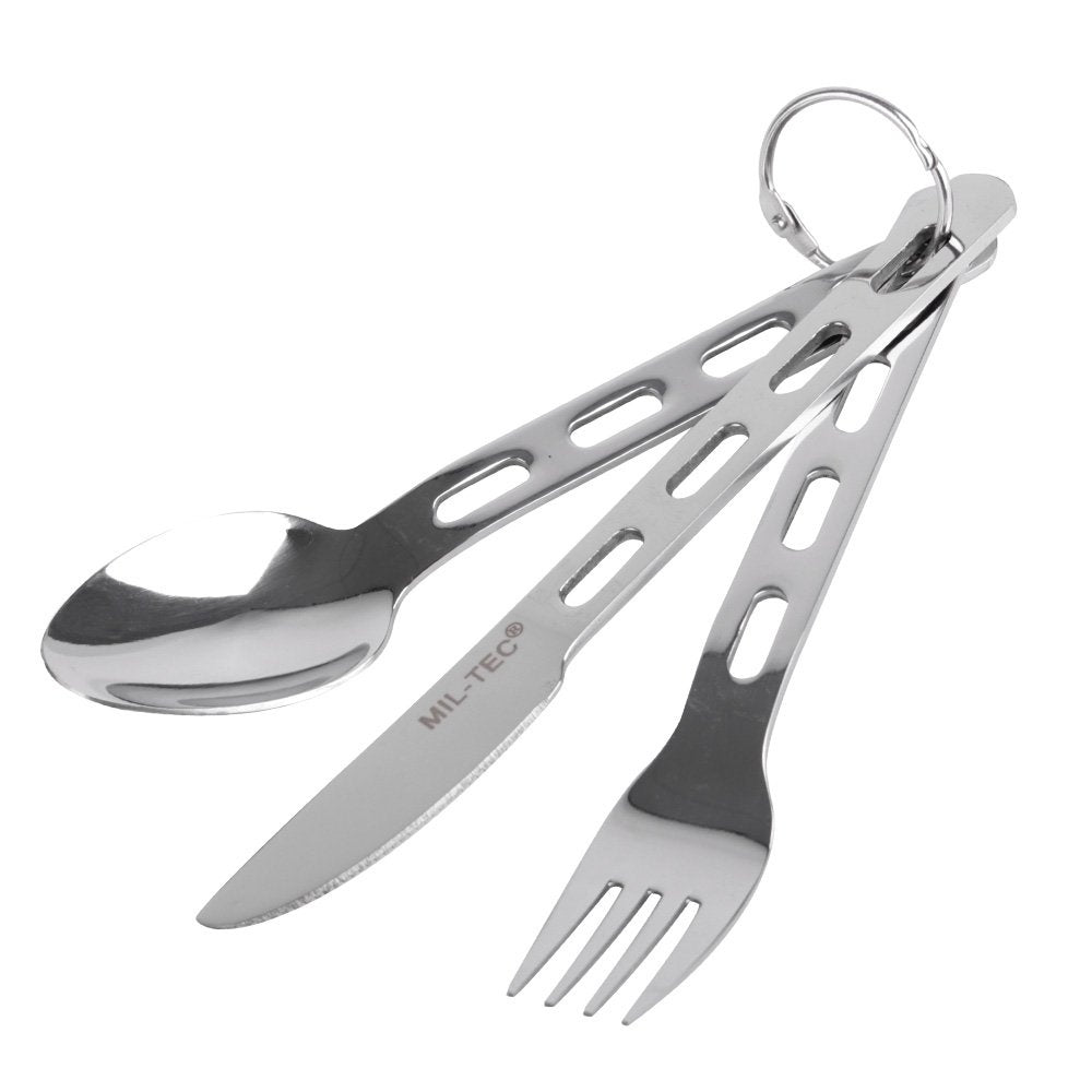 Mil-Tec - Travel Cutlery Three-Piece Set - Stainless Steel - Silver - 14623000