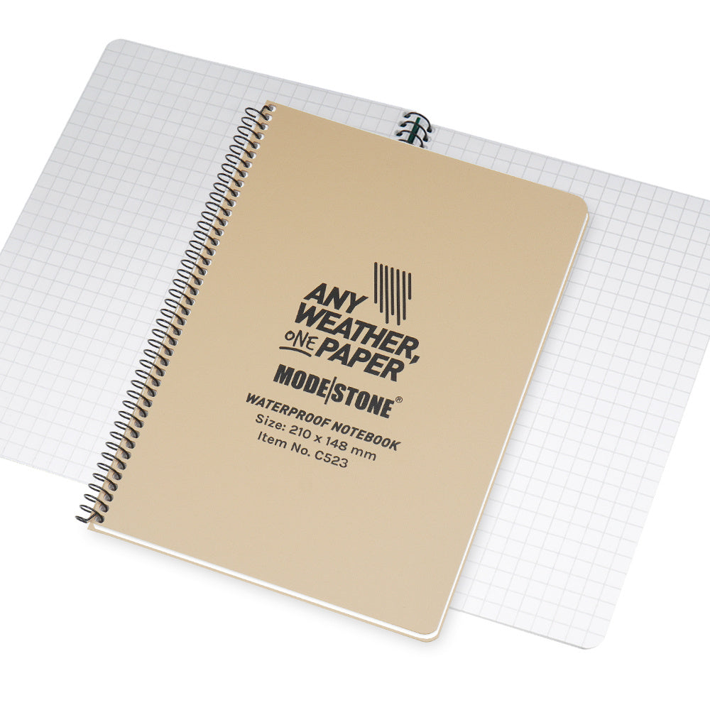 Modestone - Waterproof Notebook - 148 x 210 mm - 30 Sheets - Tan - C523