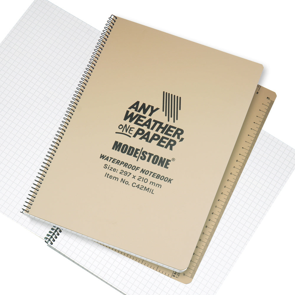 Modestone - Waterproof Notebook - 210 x 297 mm - 50 Sheets - Tan - C42MIL