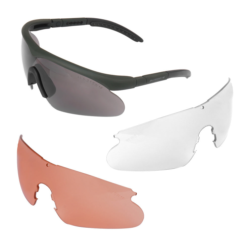 Swiss Eye - Ballistic Glasses Raptor with Visor Set - Rubber Green - 10163
