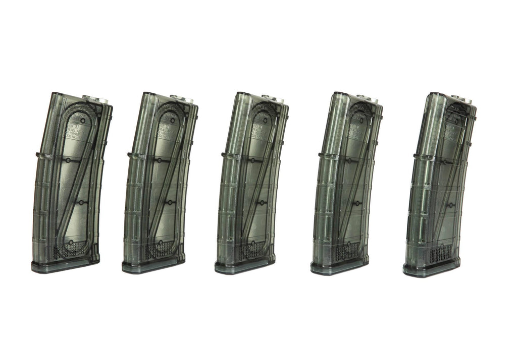 Set of 5 Mid-Cap 130 BB Magazines for M4/M16 – Transparent