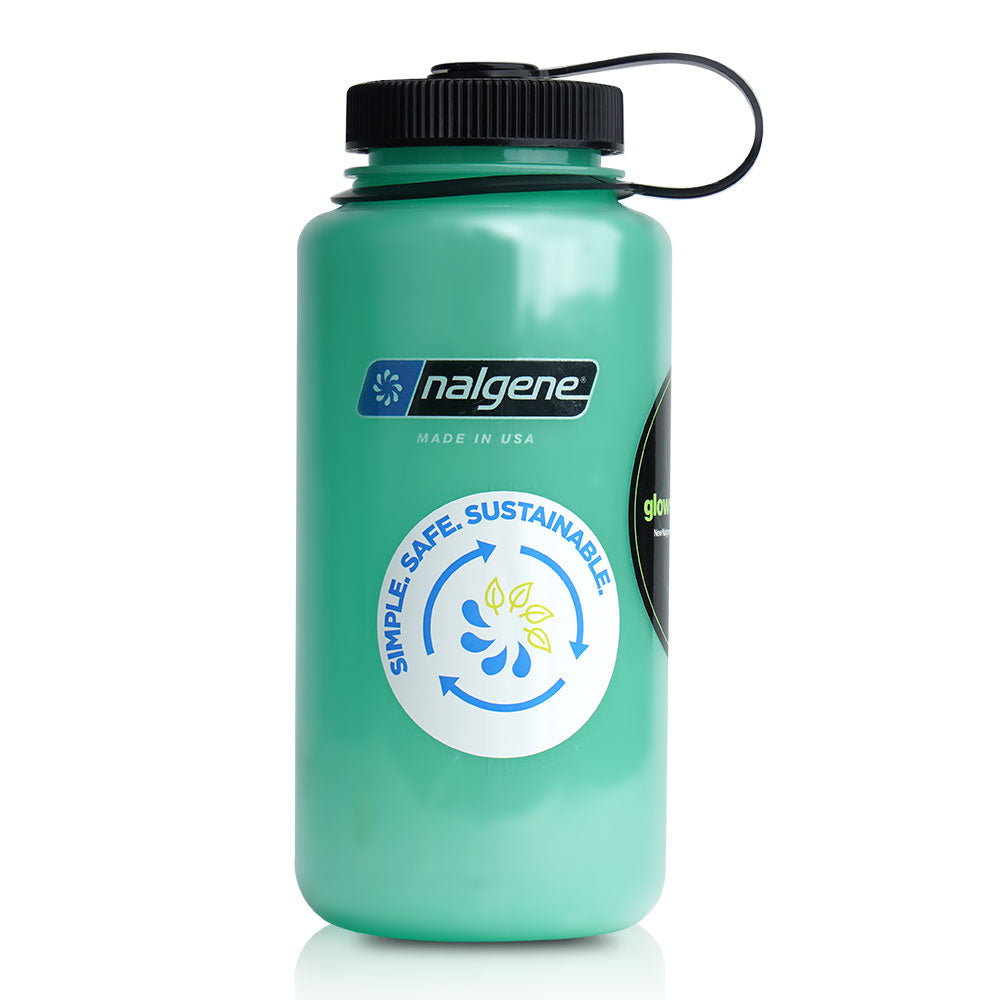 Nalgene - 32 oz Wide Mouth Sustain Bottle - 63 mm Cap - 1.1L - Glow Green - 2020-4032