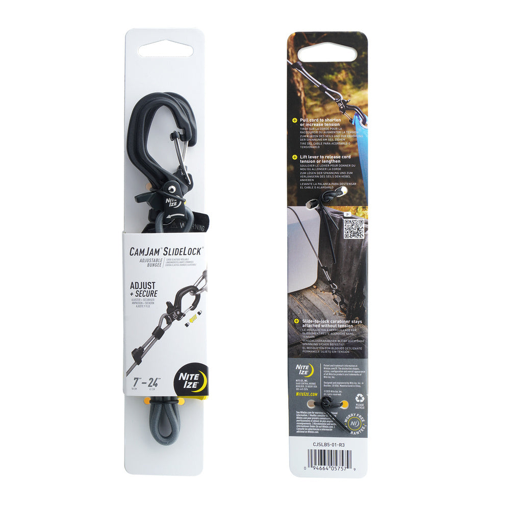 Nite Ize - Flexible Rope with CamJam SlideLock - Aluminum - Black - CJSLB5-01-R3