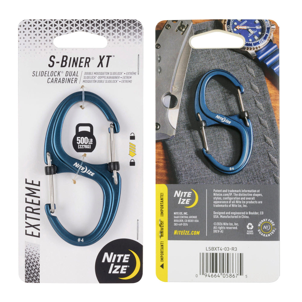 Nite Ize - Dual Carabiner S-Biner XT SlideLock - Slate Blue - LSBXT4-03-R3