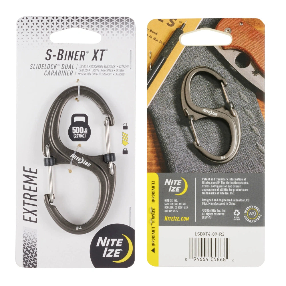 Nite Ize - Dual Carabiner S-Biner XT SlideLock - Grey - LSBXT4-09-R3