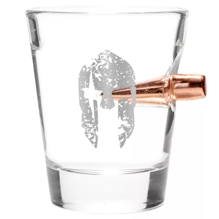Shot Glass with .308 Bullet - Molon Labe