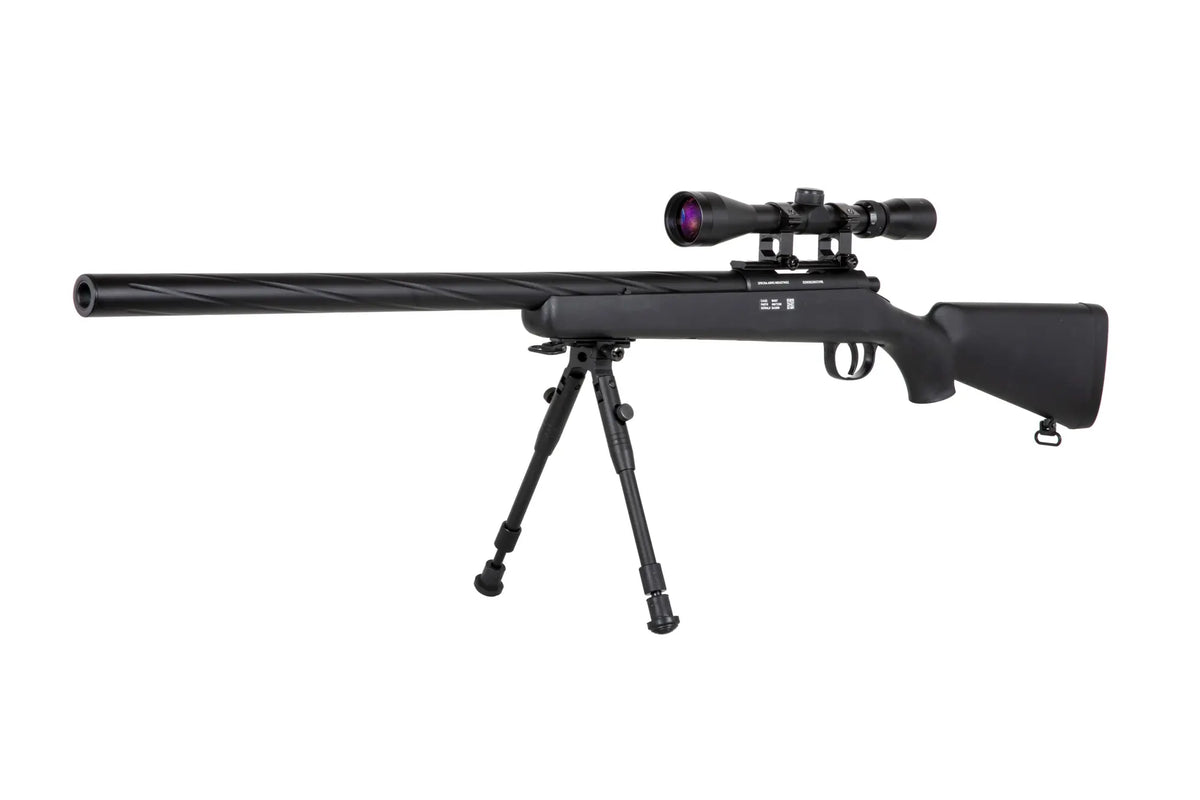 Specna Arms SA-S12 sniper airsoft rifle with scope and bipod Black