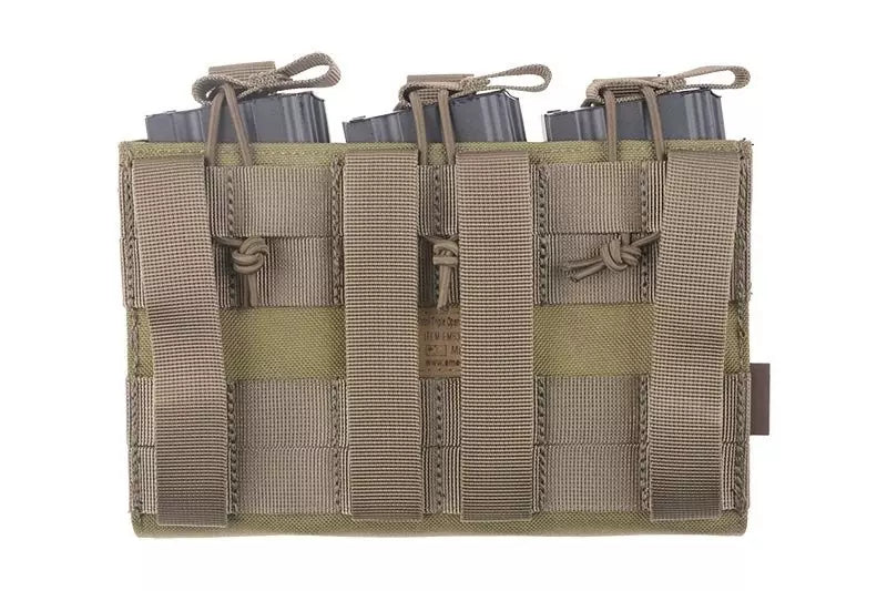Triple Open Top Pouch for M4/M16 + Pistol Magazines - khaki