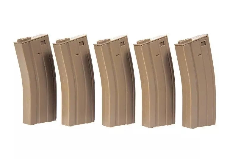 5pcs set - 30rd real-cap magazine for M4/M16 - tan
