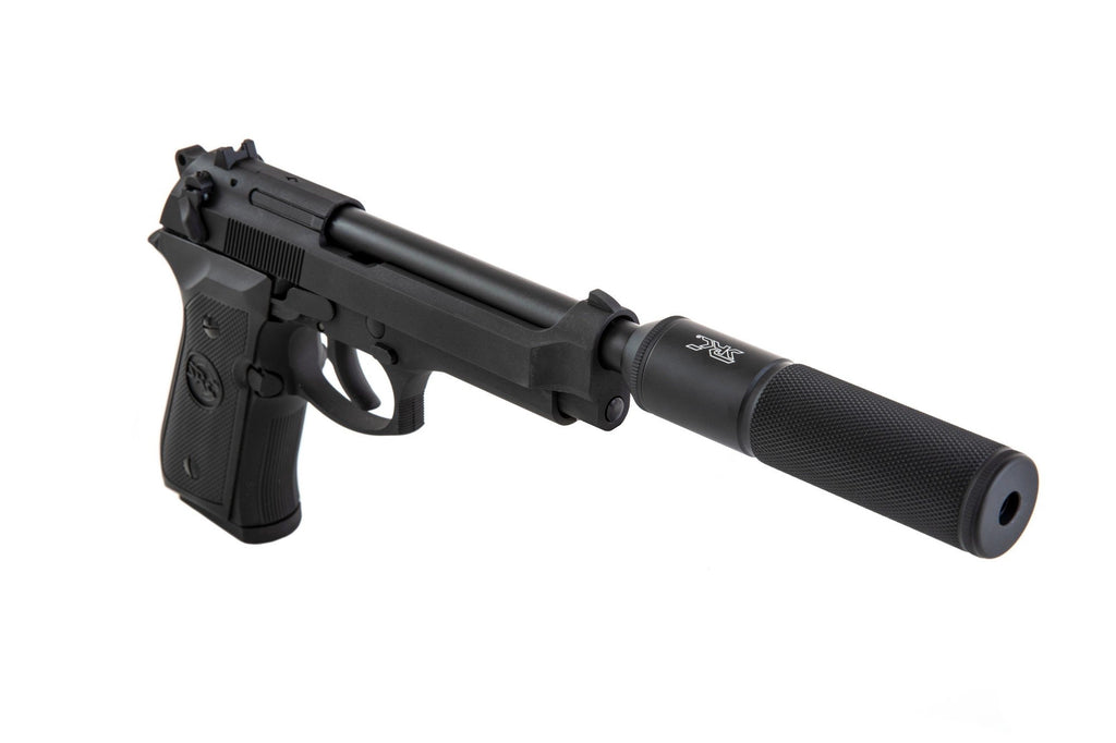 SR92 pistol replica with silencer - black