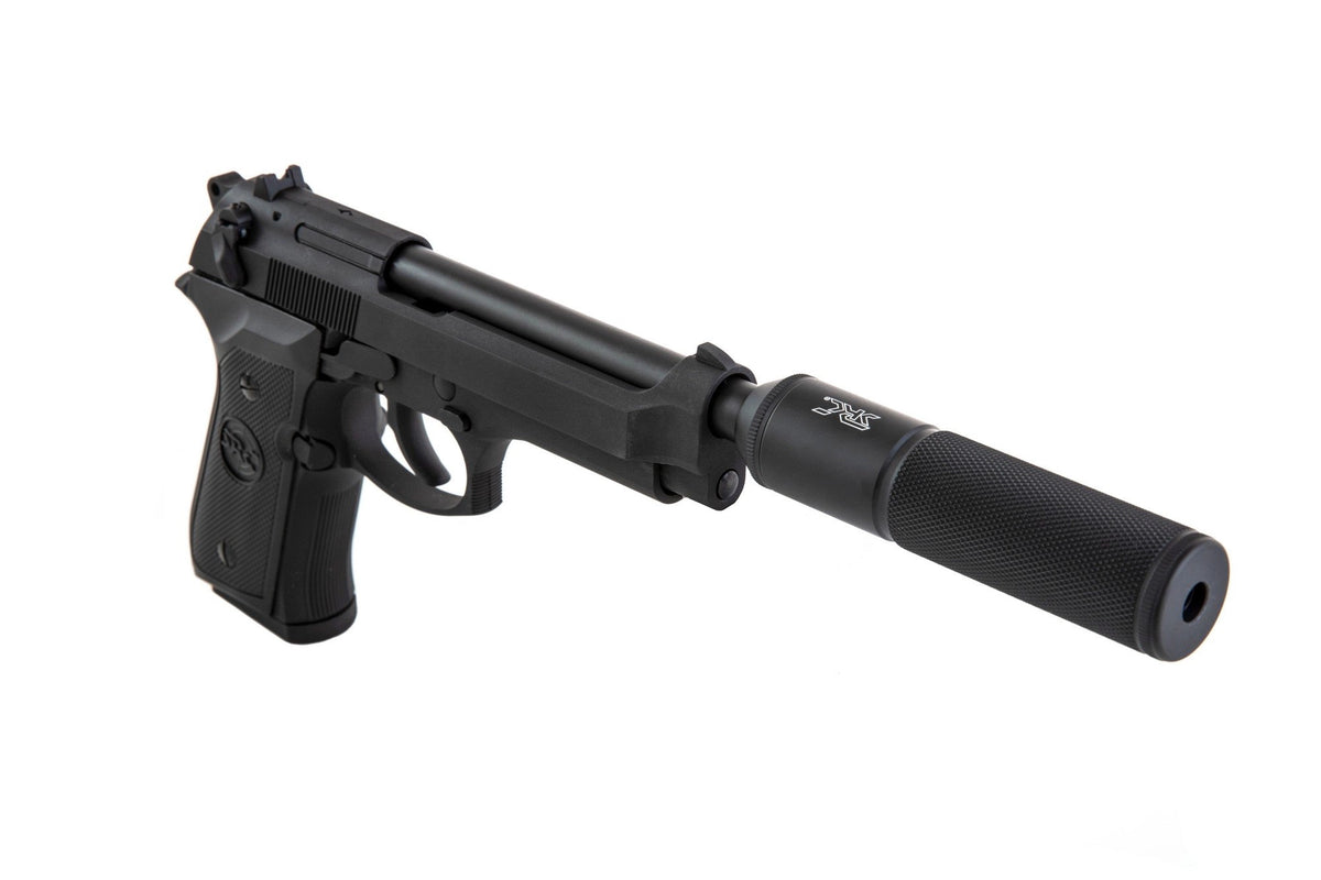 SR92 pistol replica with silencer - black