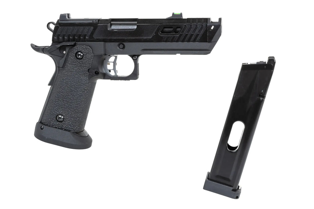 airsoft SRC Dark Viper DUAL POWER pistol with carrying case and CO2 magazine Black