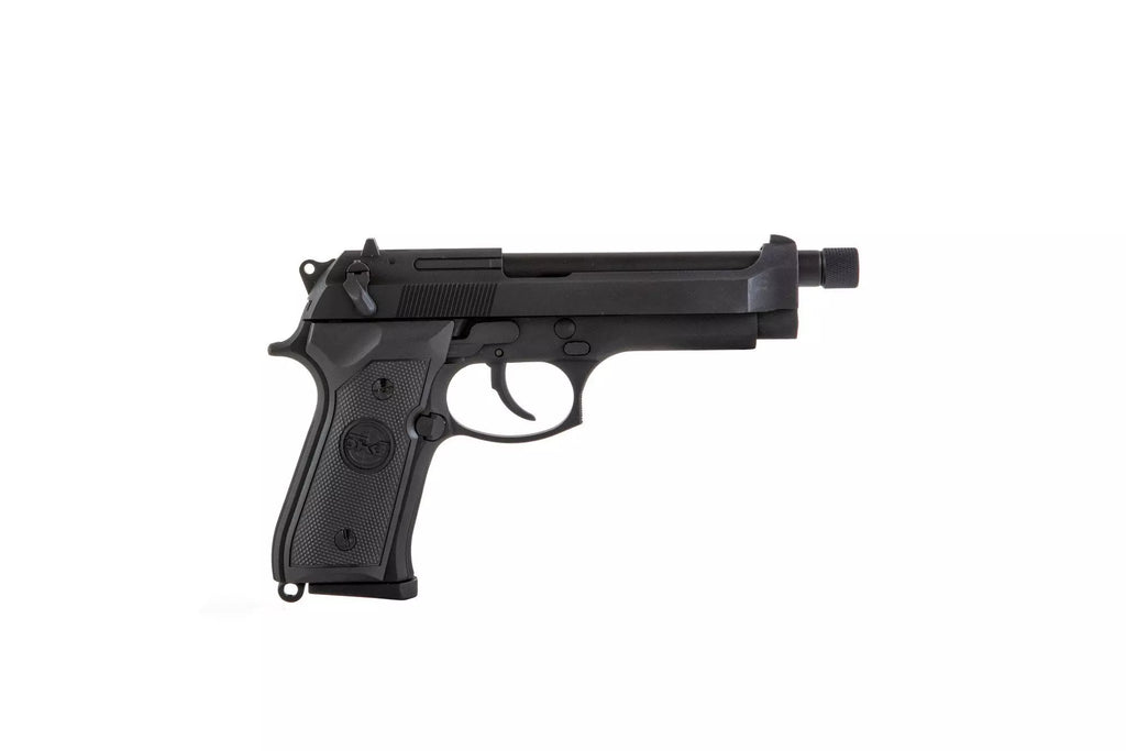 SR92 pistol replica with silencer - black