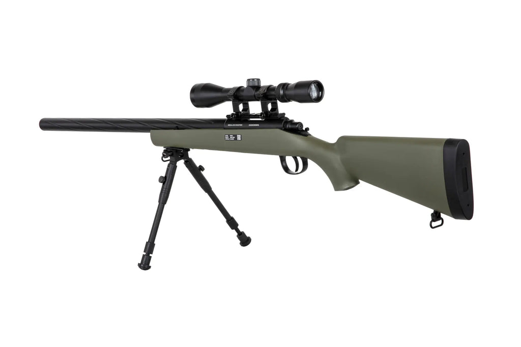 Specna Arms SA-S12 sniper airsoft rifle with scope and bipod Olive