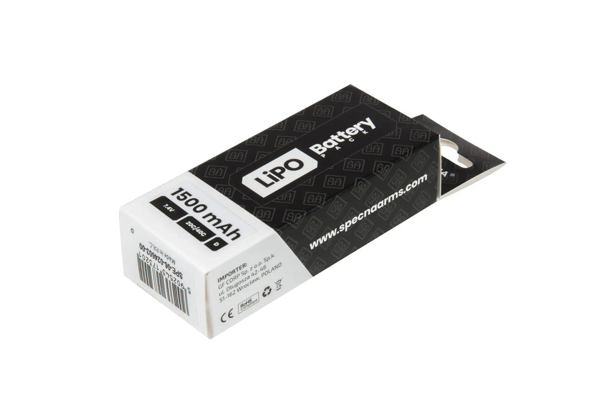 LiPo 7,4V 1500mAh 20/40C Battery - Butterfly Configuration - T-Connect (Deans)