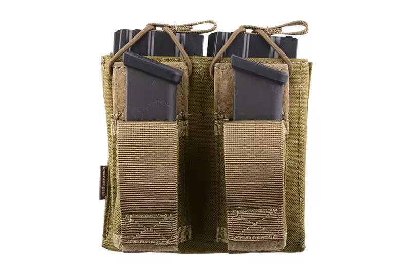Open Top double magazine carrier for M4/M16 + pistol magazines - khaki