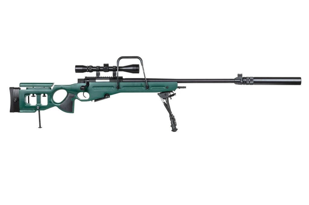 Snow Wolf SW-98 airsoft sniper rifle with bipod, scope and silencer